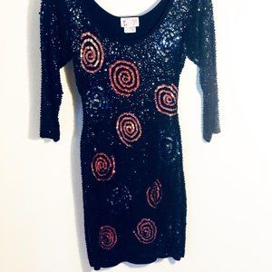Black Hand Beaded Designer Dress